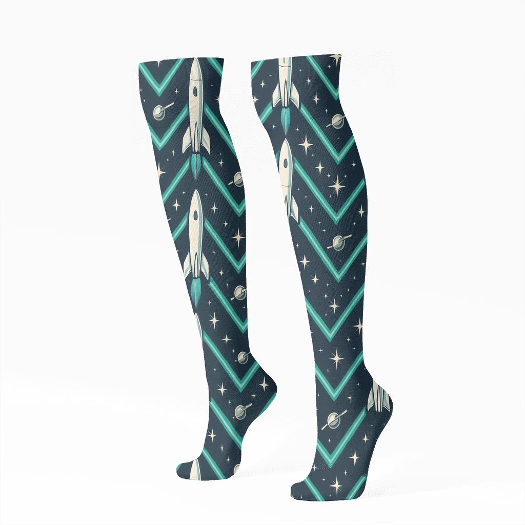 Orbit Band Rocket Chevron Pattern trendy patterned knee-high socks