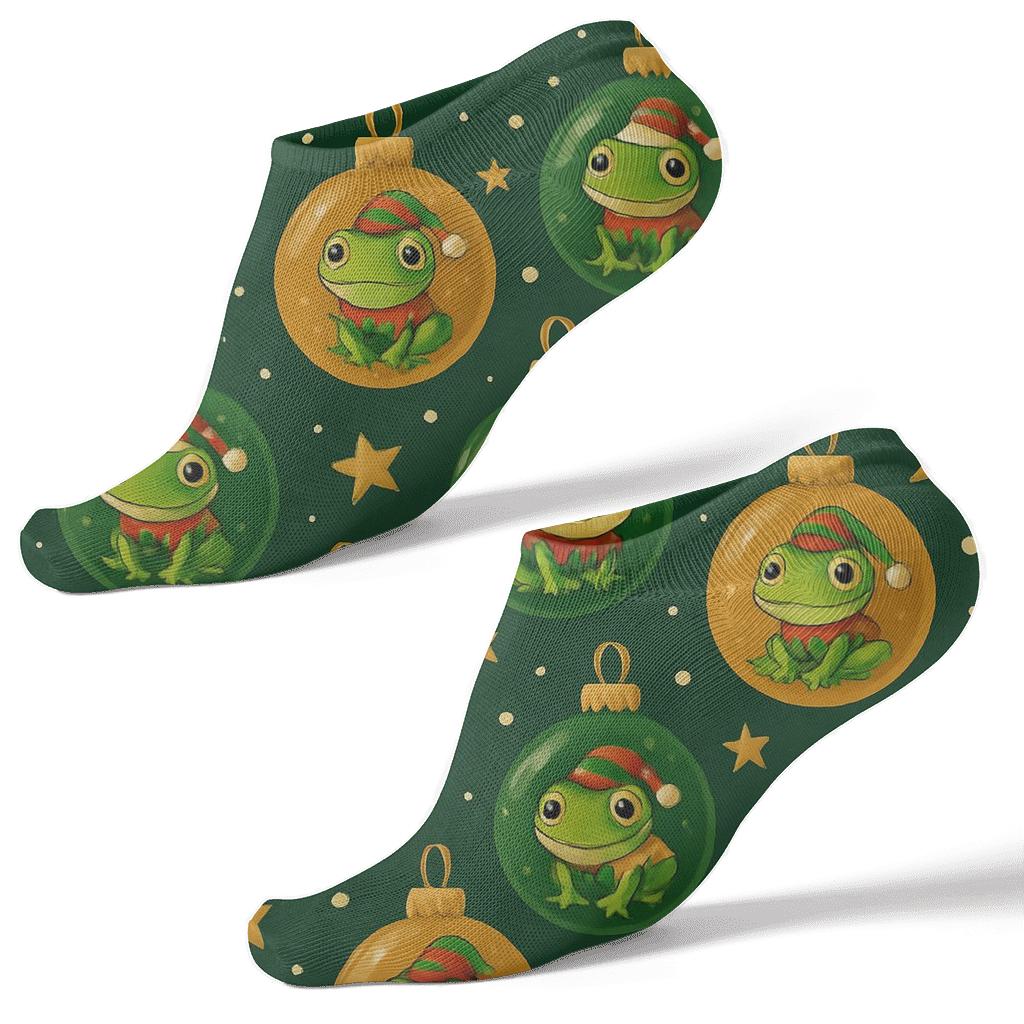 Frog Elf Ornament Scatter designer print ankle socks