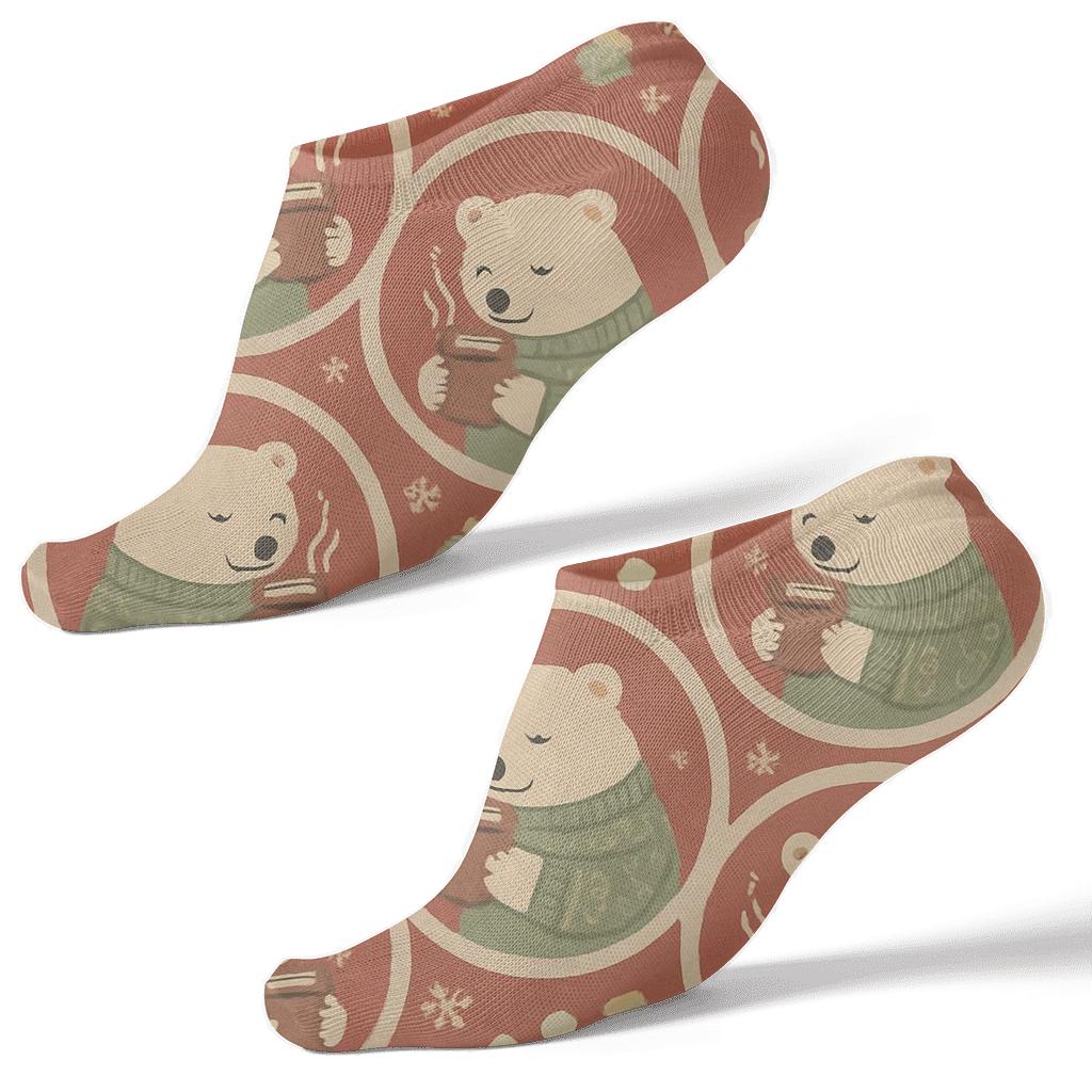 Polar Bear Cocoa Mug Medallions trendy patterned ankle socks