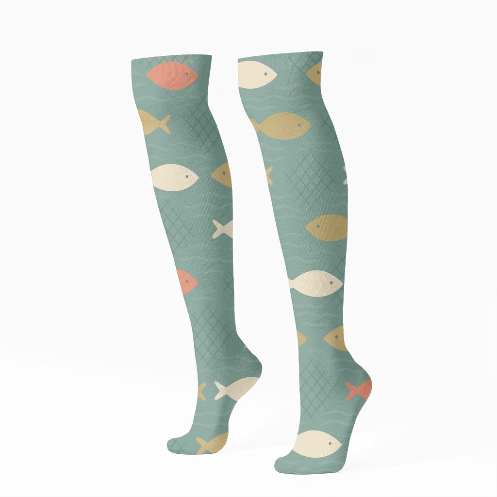 River Ripples Net Array Fisher premium sports knee-high socks