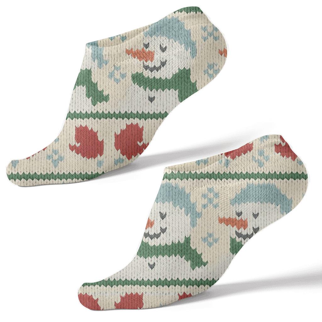 Snowman Stripe With Holiday Cheer unique graphic ankle socks