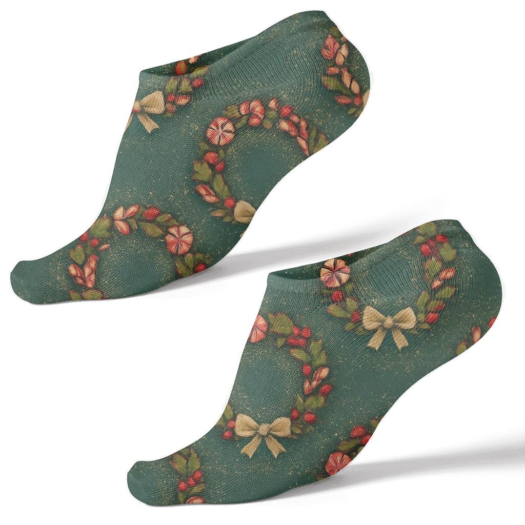 Galaxy Wreath Rings And Candy Canes Bouquets designer print ankle socks