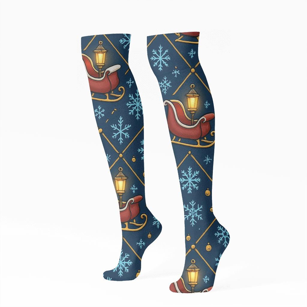 Sleigh Parade Lantern Lattice premium sports knee-high socks