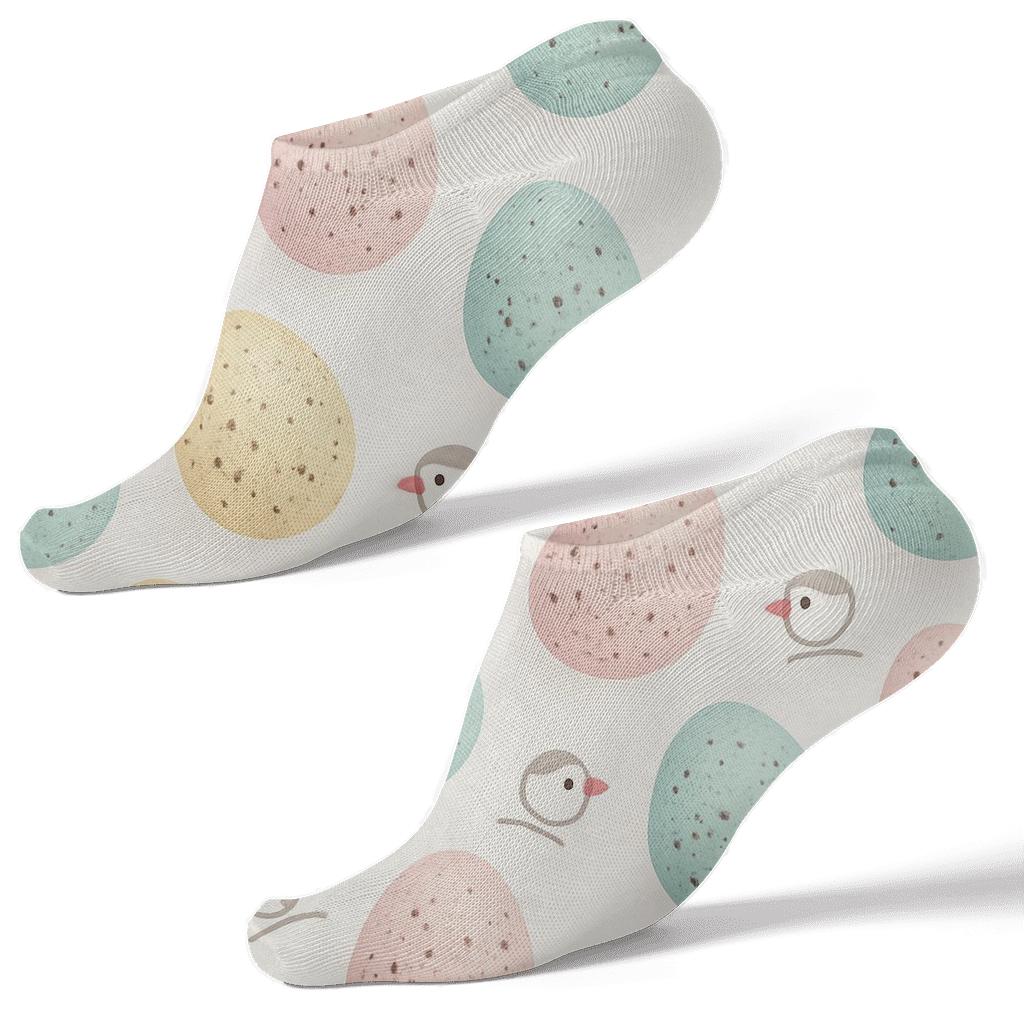 Pastel Finch Egg Scatter On White soft everyday ankle socks