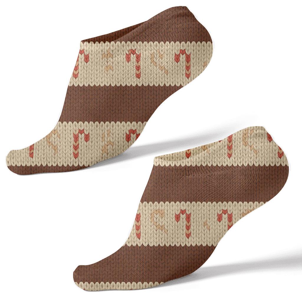 Midnight Cocoa Bands With Orbiting Candy Canes premium sports ankle socks