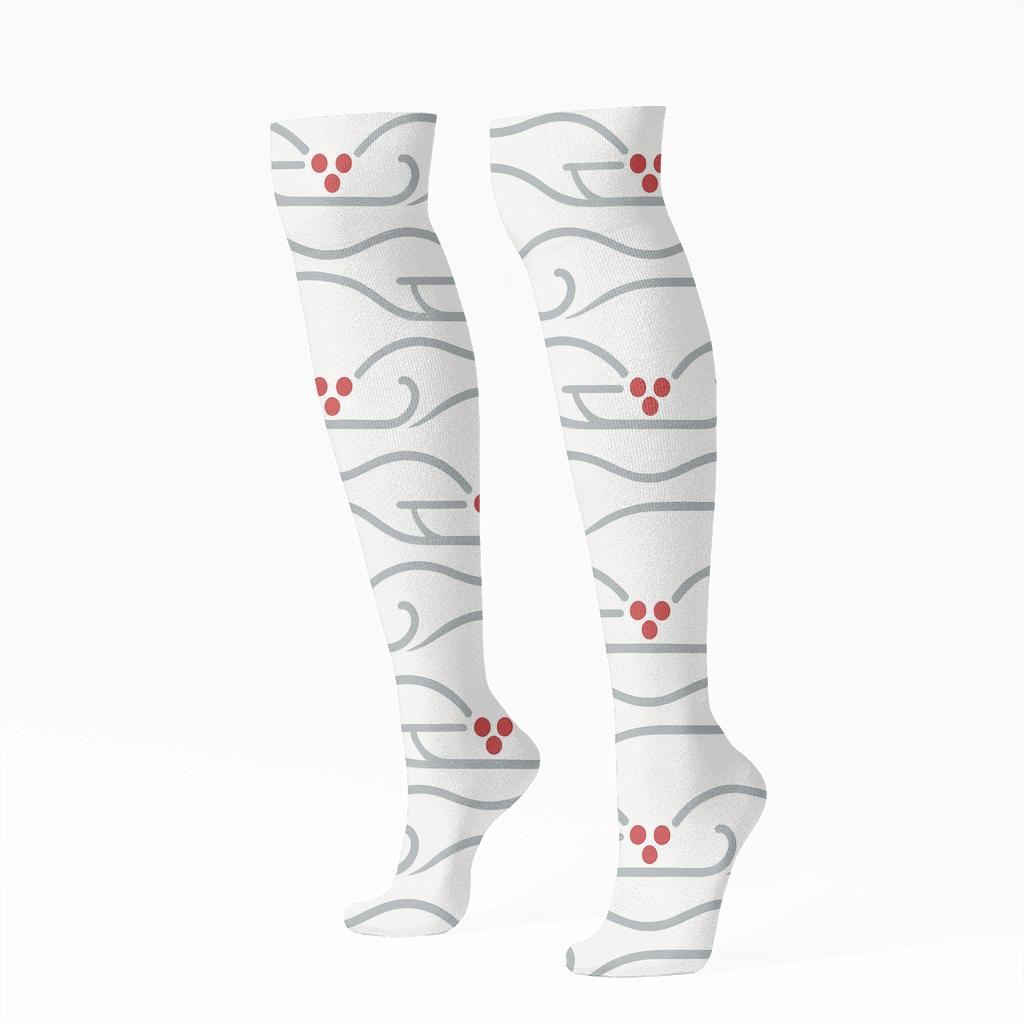 Snow Trail Rhythm With Sleigh Runners comfortable cotton knee-high socks