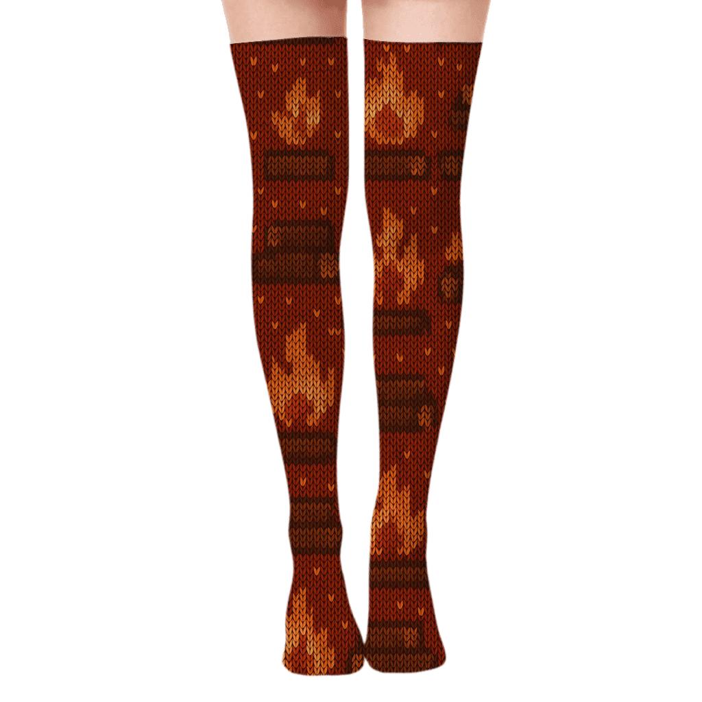 Heart Ember Knitted Fireside Illusion premium cozy over-the-knee socks