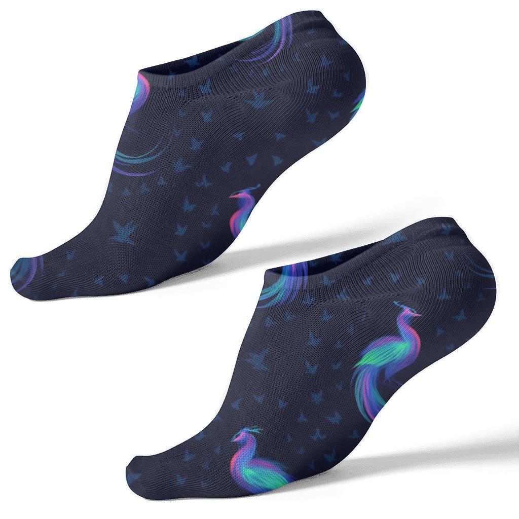 Fantasy Aurora Birds Ring On Deep Navy soft everyday ankle socks