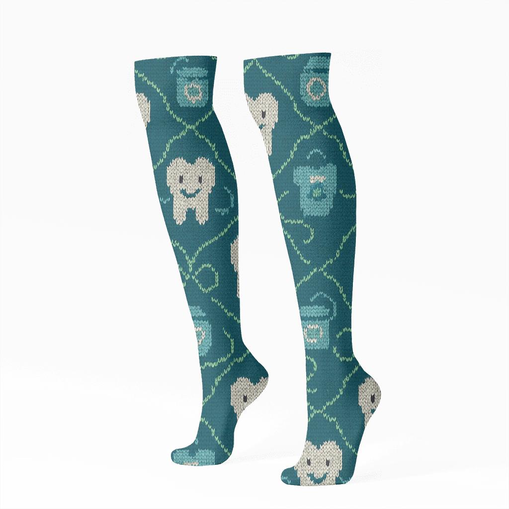 Mint Floss Lattice Dentist Edition premium sports knee-high socks