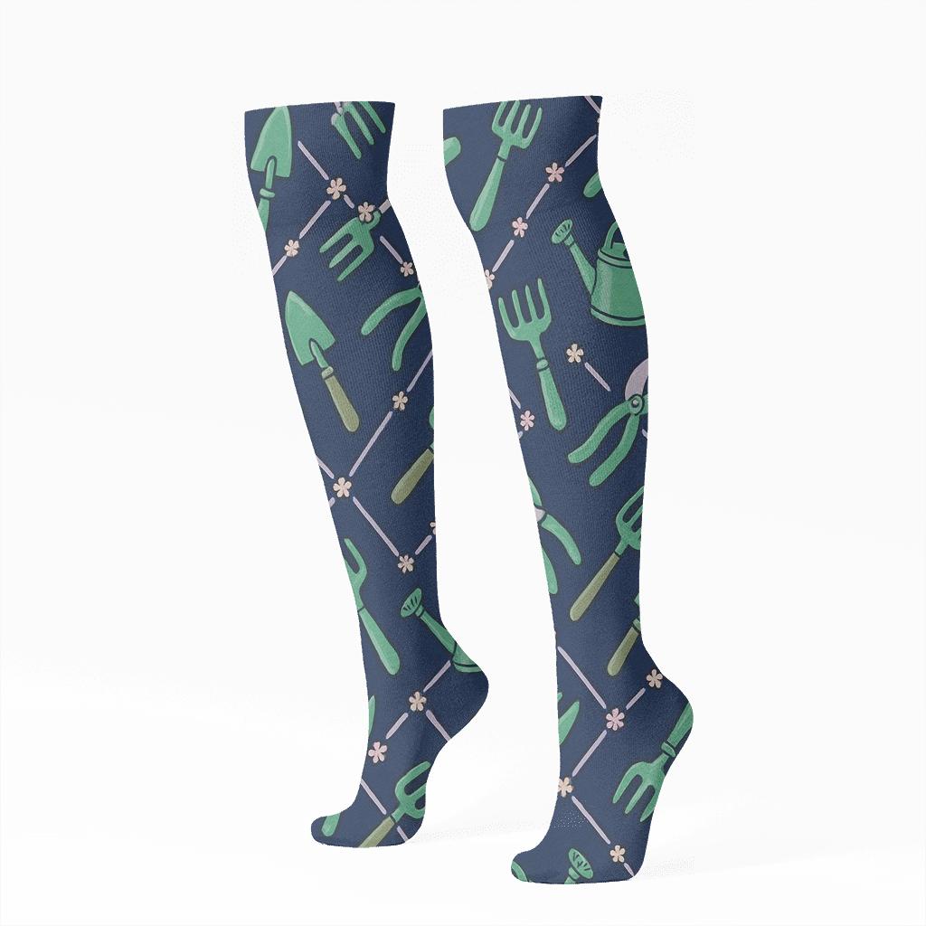 Gardener Twilight Tool Constellation Pattern comfortable cotton knee-high socks