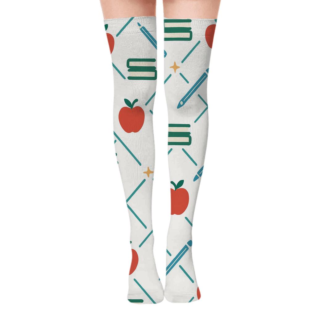 Apple Constellation Pattern For Teacher Celebration unique graphic over-the-knee socks