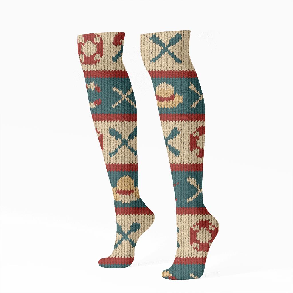 Rescue Stripe Knit With Lifeguard Motifs soft everyday knee-high socks