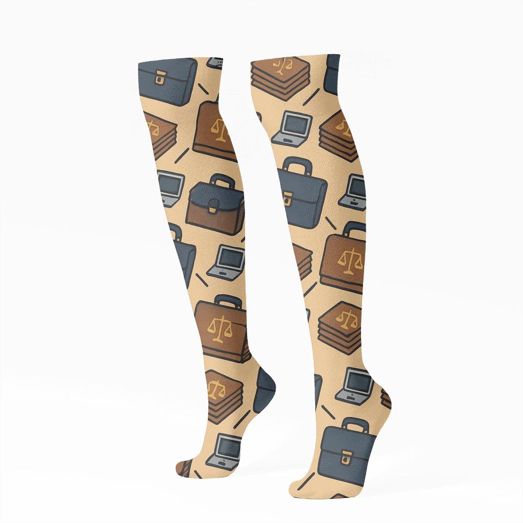 Briefcase And Docket Lattice Paralegal Edition trendy patterned knee-high socks