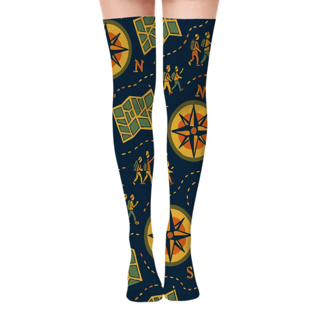 Compass Ribbon Mosaic Tour guide Edition Over-the-Knee Socks
