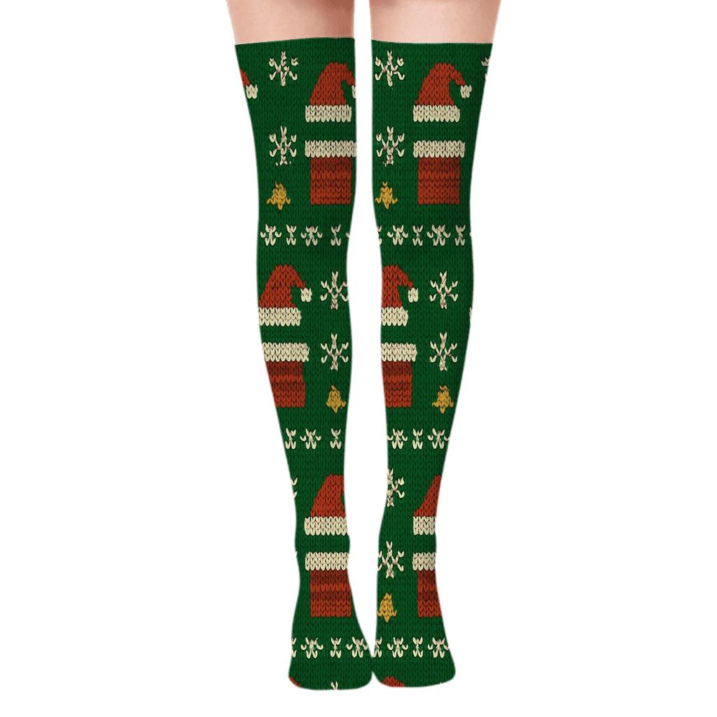 North Pole Chimney Bands With Santa Claus Motifs custom over-the-knee socks