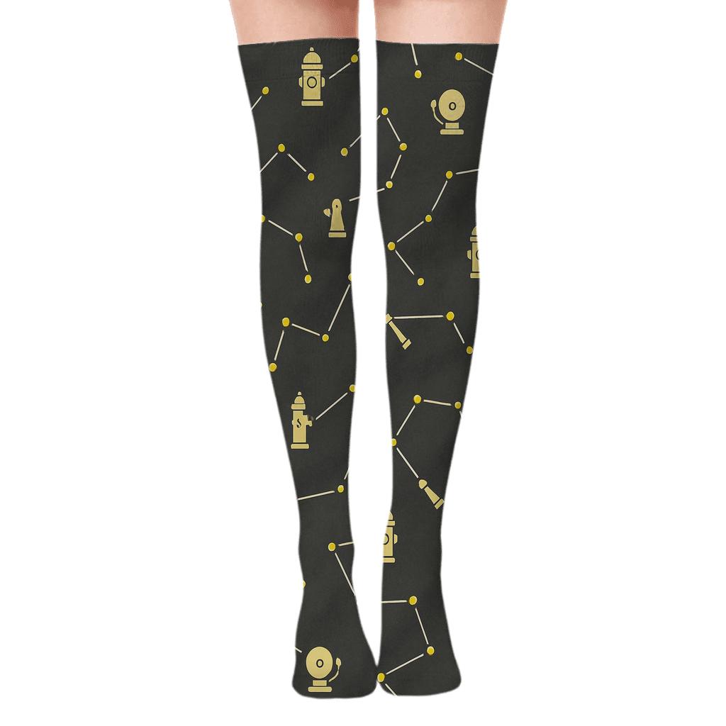 Hydrant Constellation Pattern Fire Fighter Tribute custom over-the-knee socks