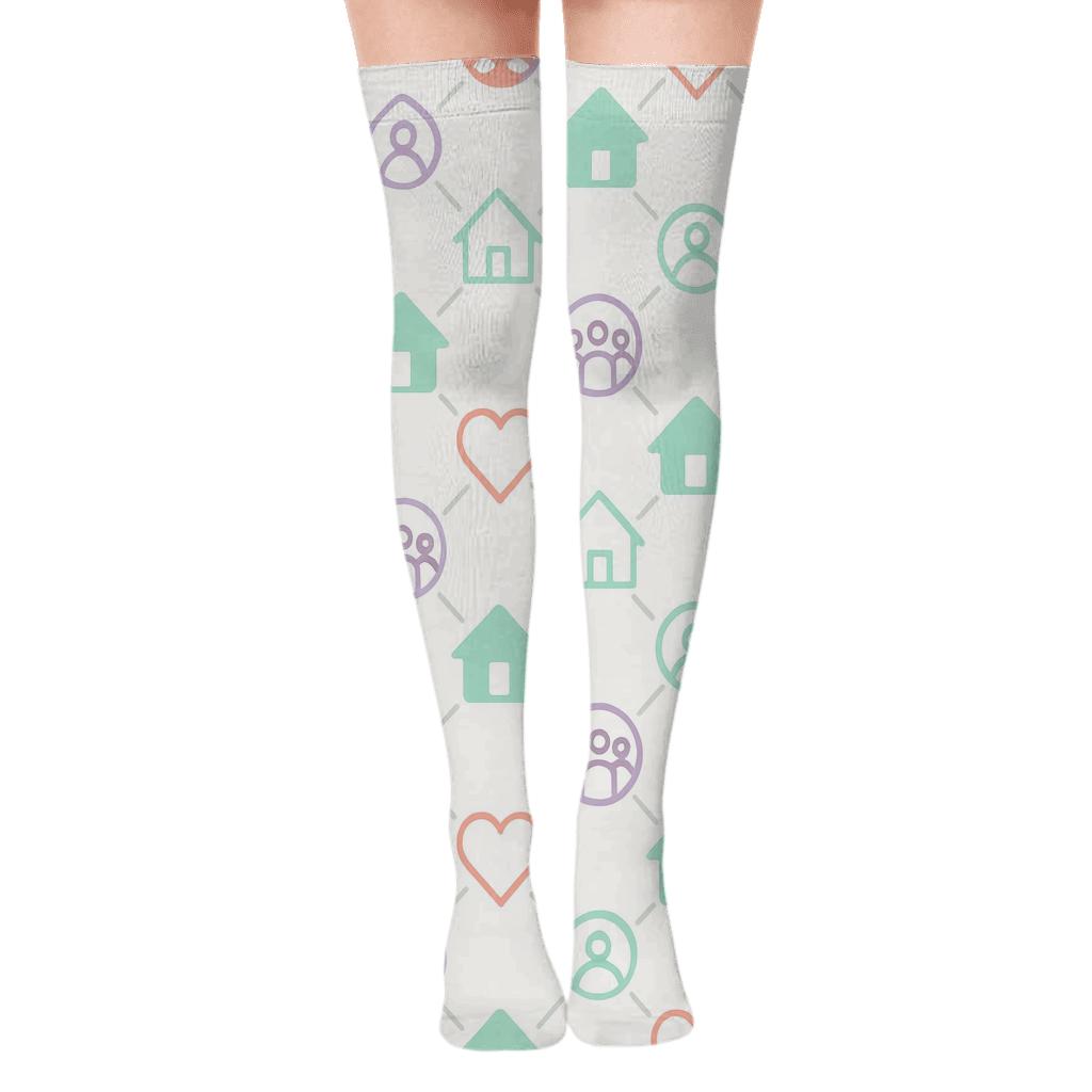 Hearts And Homes Social Worker Harmony Lattice premium cozy over-the-knee socks