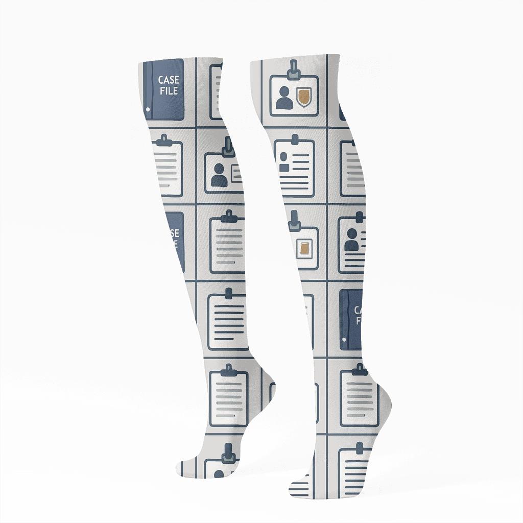 Navy Grid Of Case Files For Probation Officer Life soft everyday knee-high socks