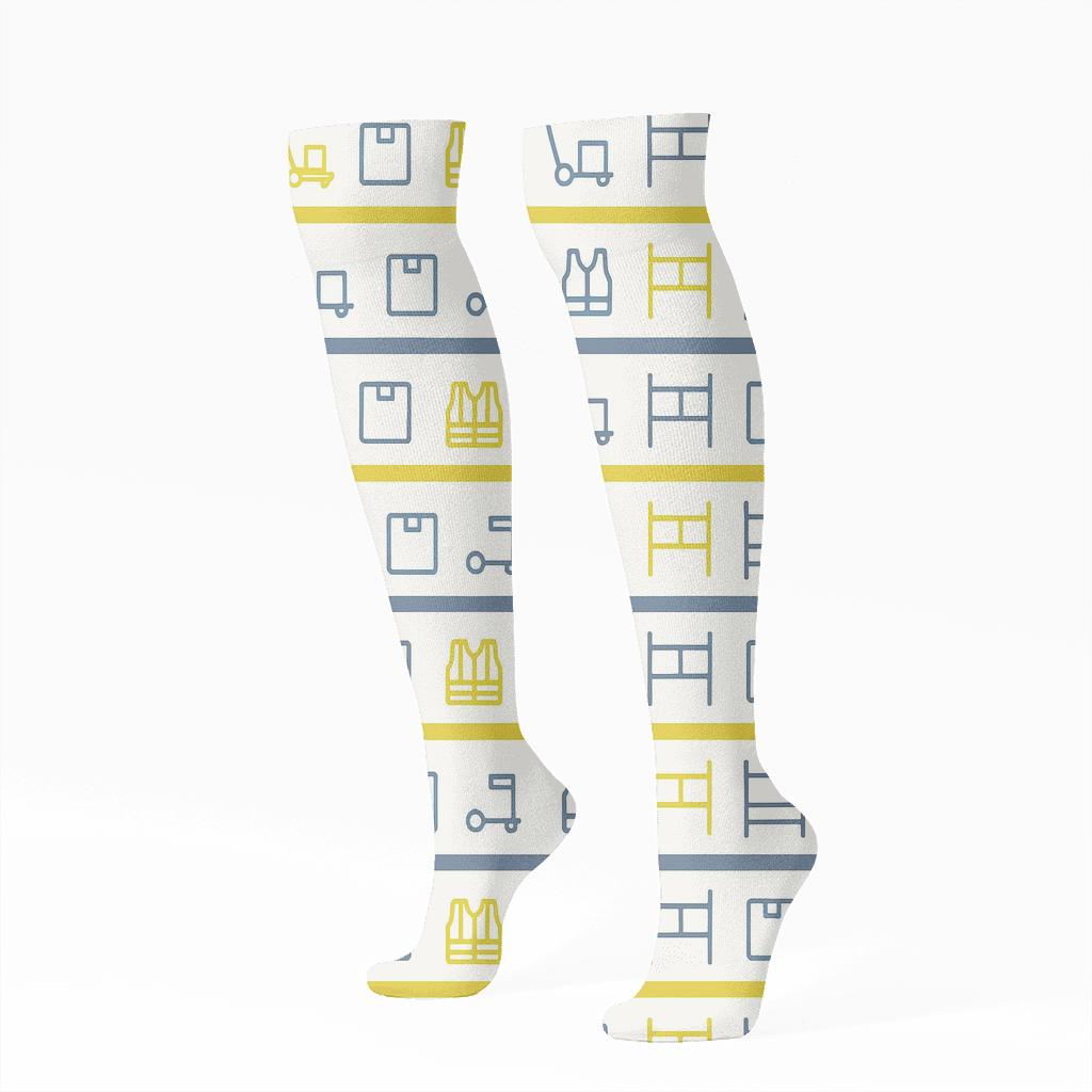 Pallet Jack Constellation Stripes Warehouse Worker unique graphic knee-high socks