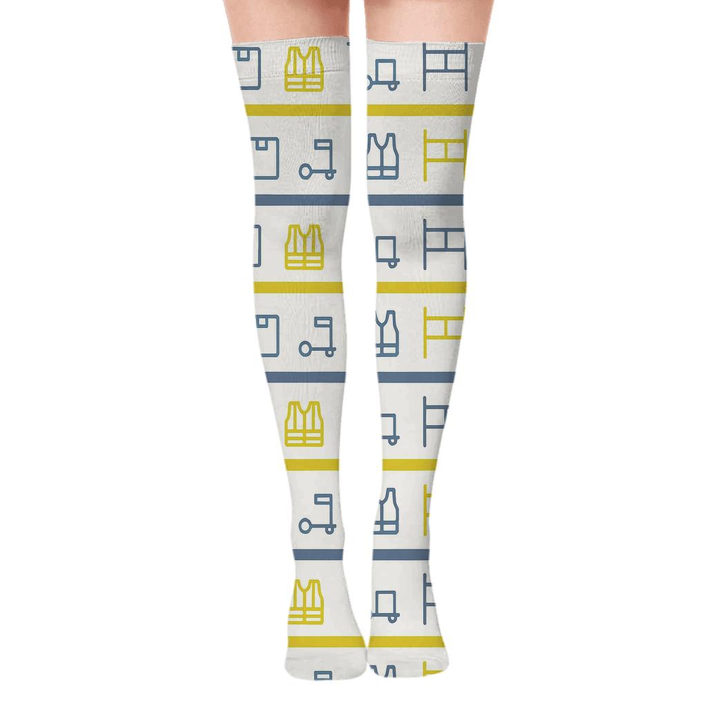 Pallet Jack Constellation Stripes Warehouse Worker soft everyday over-the-knee socks