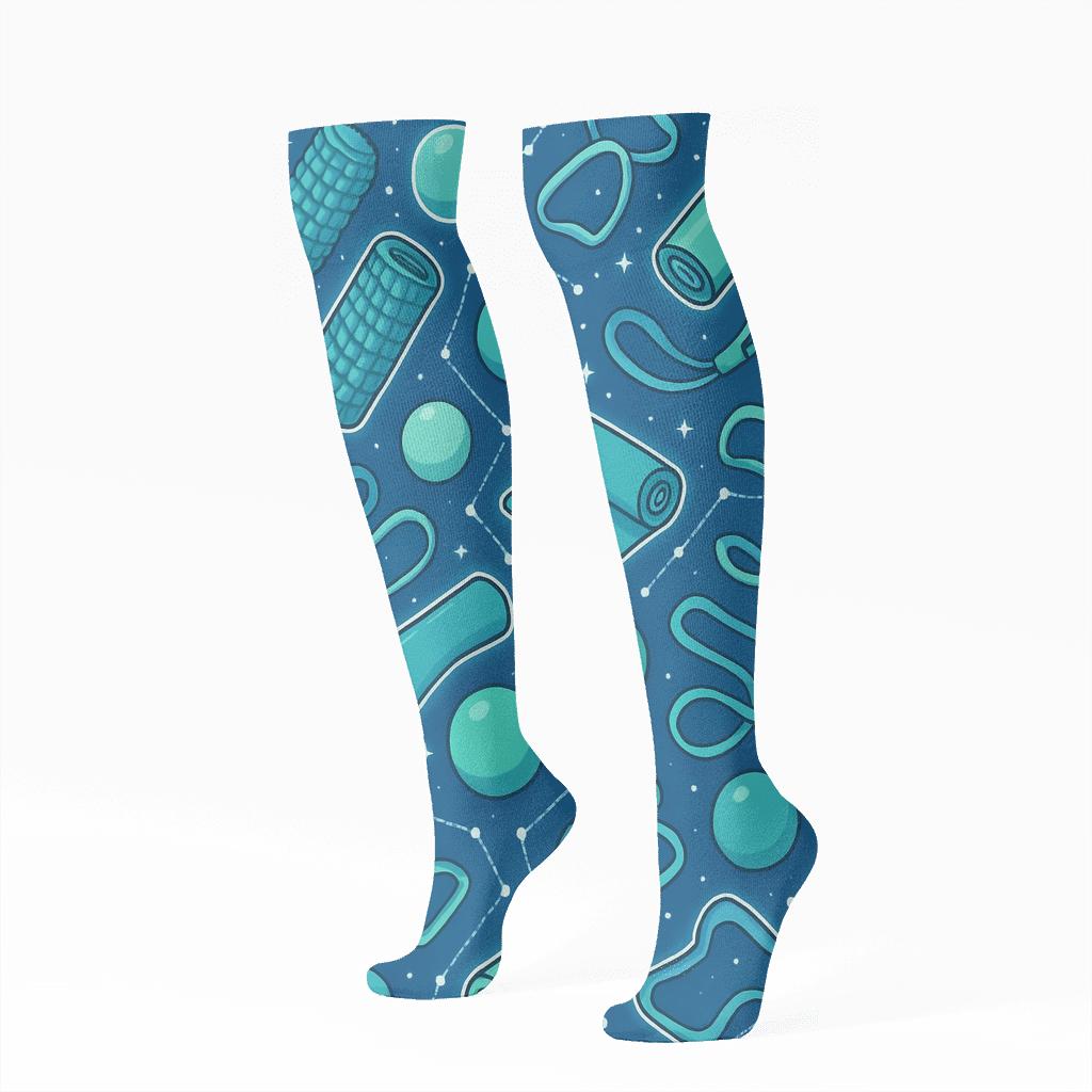 Physical Therapist Recovery Tools Constellation Pattern stylish athletic knee-high socks