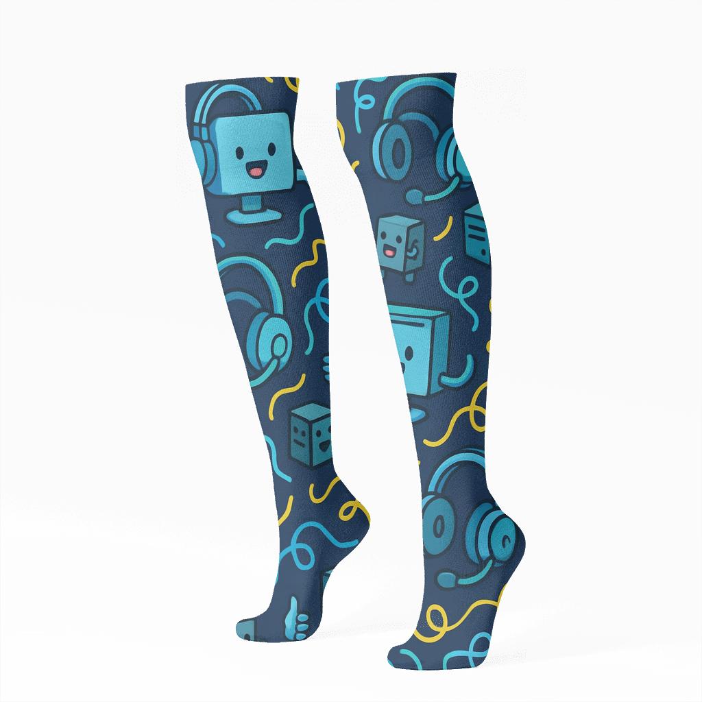Cable Confetti Parade With It Support Specialist Energy unique graphic knee-high socks
