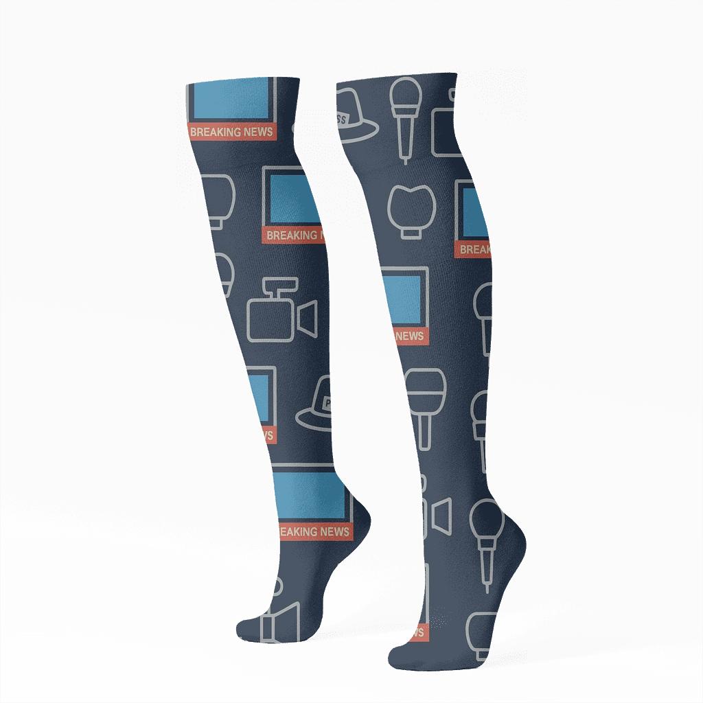 Midnight Newsroom Mosaic Reporter soft everyday knee-high socks
