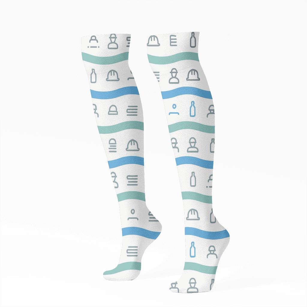 Conveyor Nebula Stripes With Recycling Plant Worker Energy personalized knee-high socks