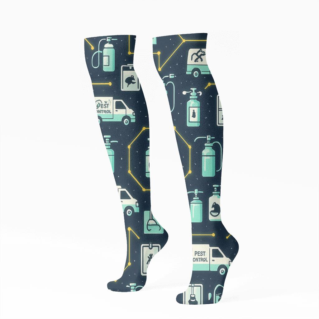 Pest Control Technician Constellation Service Grid custom knee-high socks