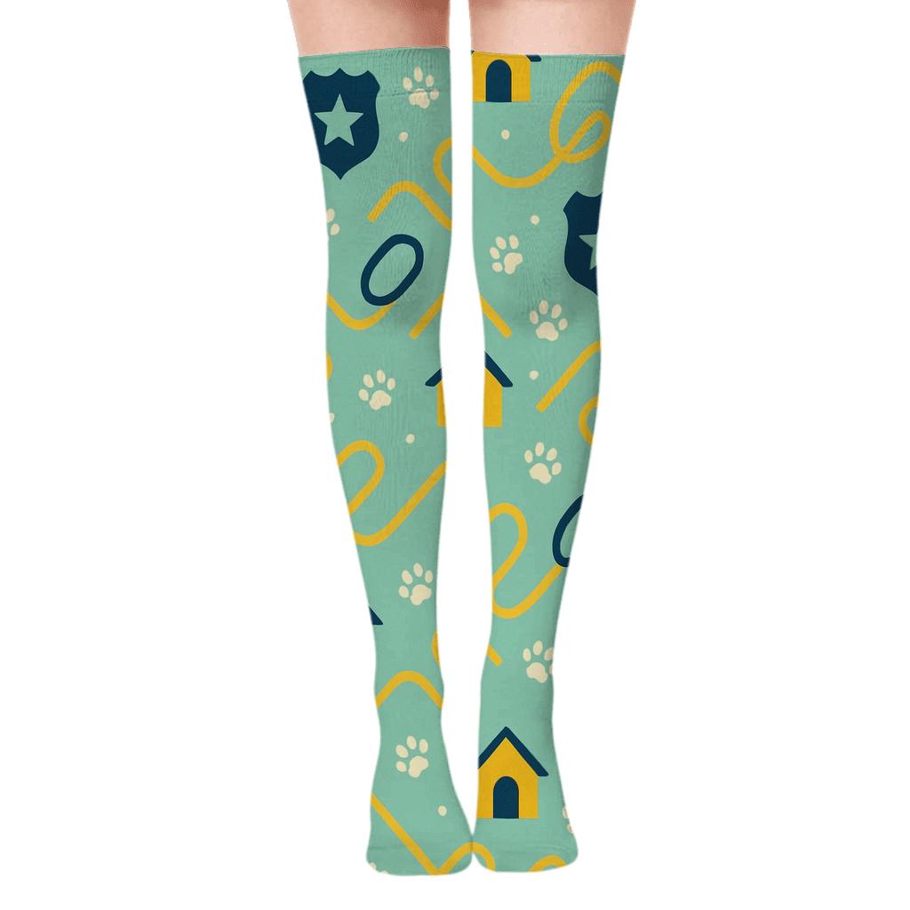 Rescue Rhythm With Animal Control Officer Motifs trendy patterned over-the-knee socks
