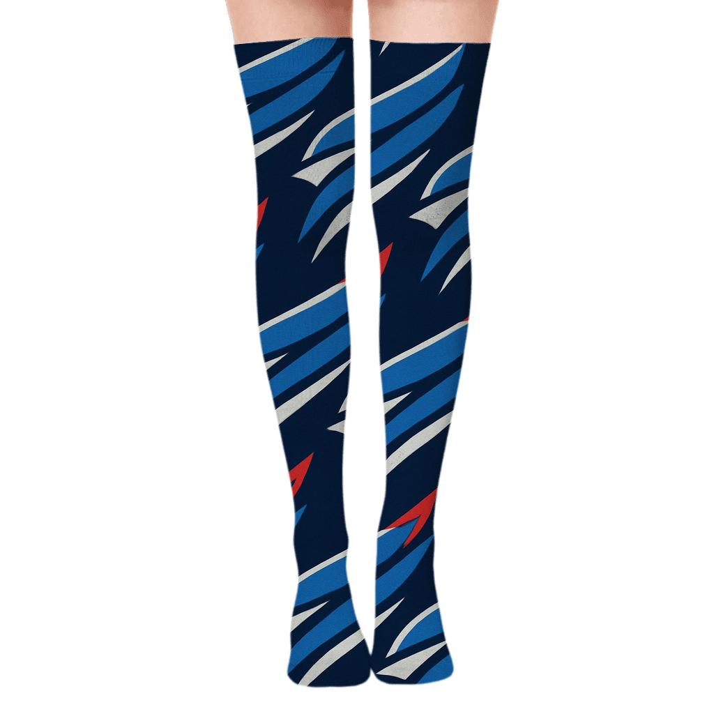 Diagonal Wing Stripes With Blue Jays Energy custom over-the-knee socks