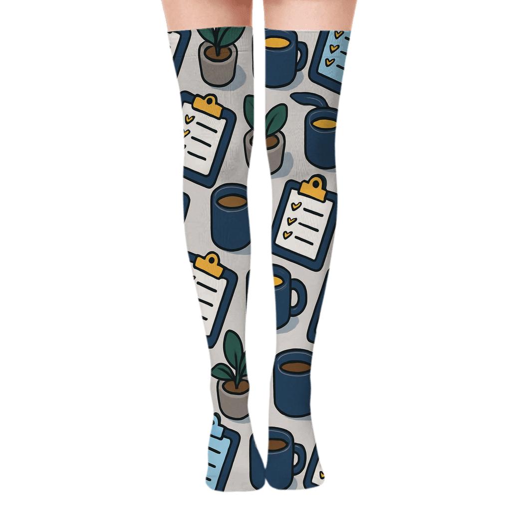 Productivity Orbit Pattern For Store And Office Manager Teams unique graphic over-the-knee socks