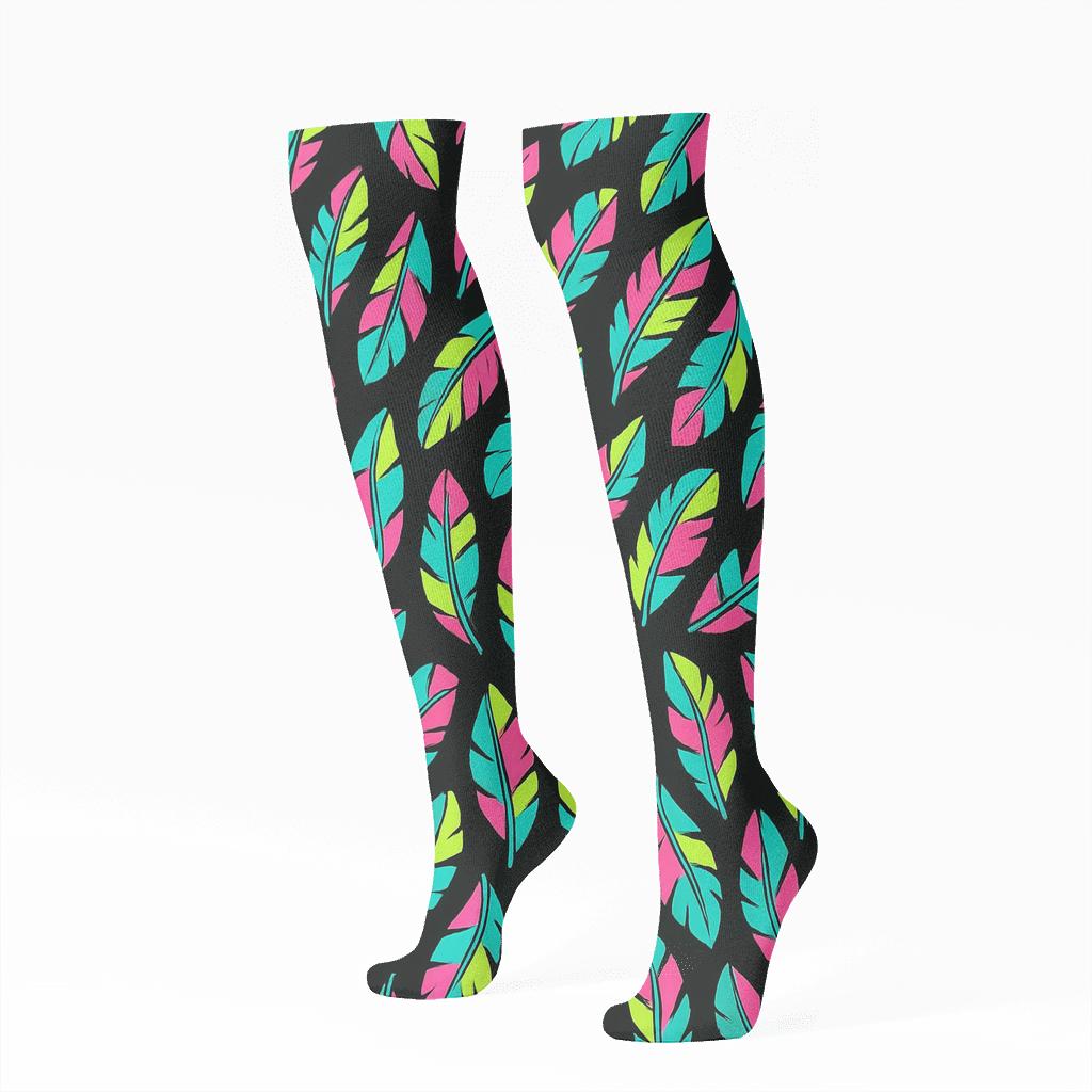 Supernova Parrot Plumage Scatter stylish athletic knee-high socks