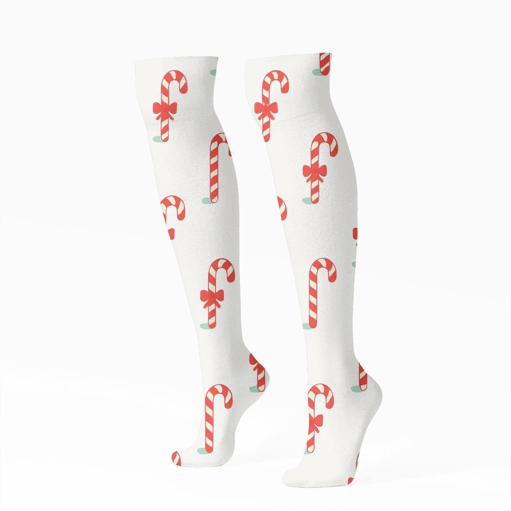Candy Canes Parade Spot Pattern trendy patterned knee-high socks
