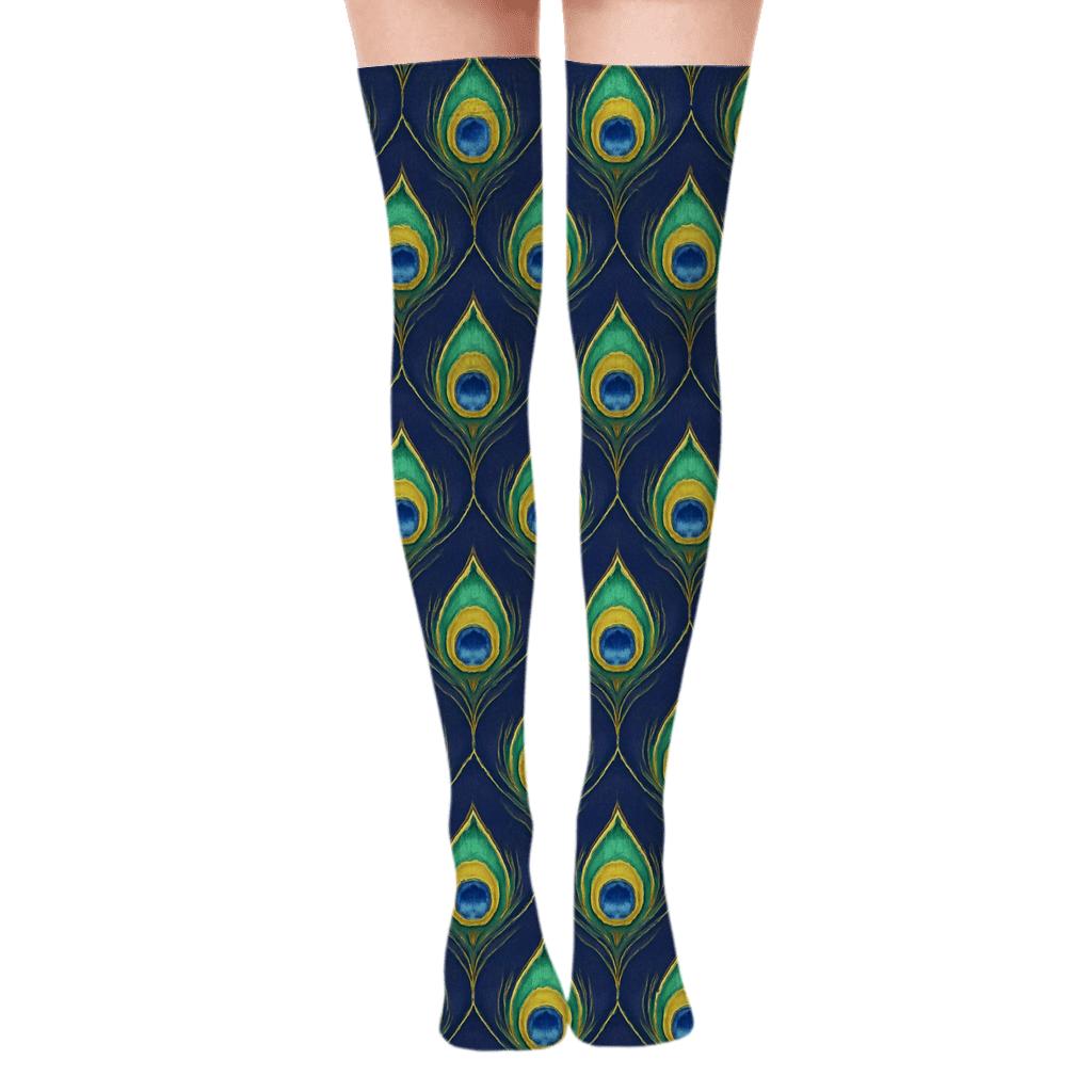 Galaxy Peacock Eye Lattice soft everyday over-the-knee socks