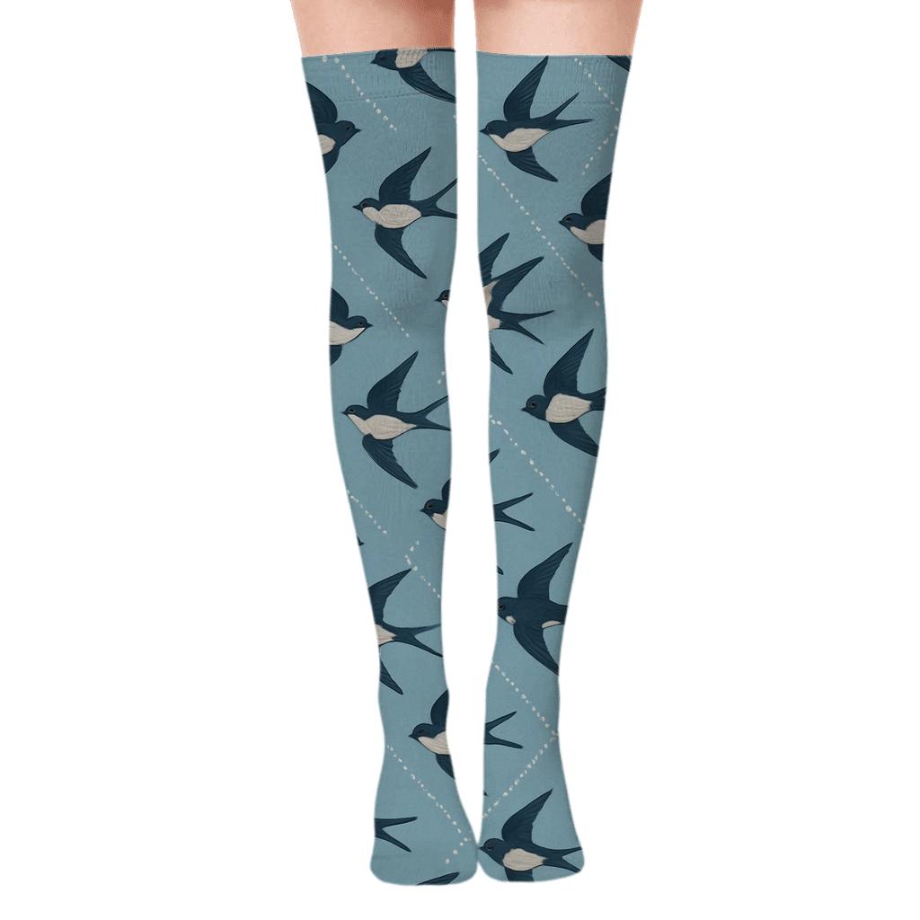 Starstream Swallow Trail Grid premium cozy over-the-knee socks