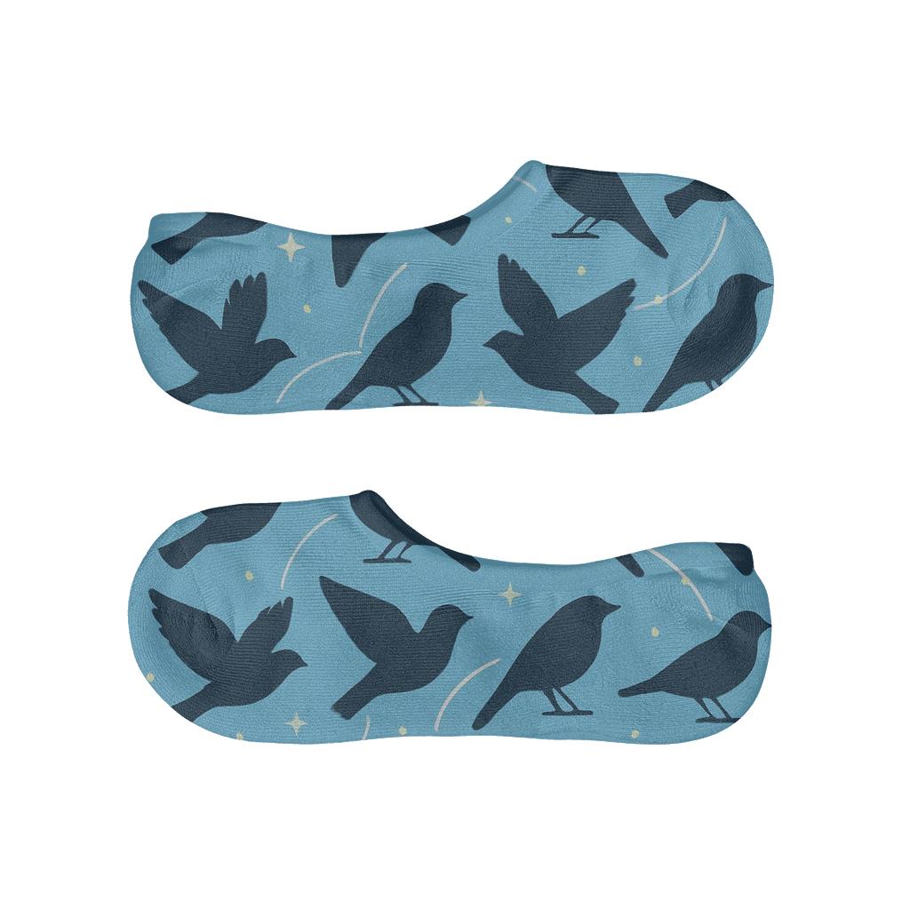 Celestial Grid With Bird Silhouettes breathable no-show socks