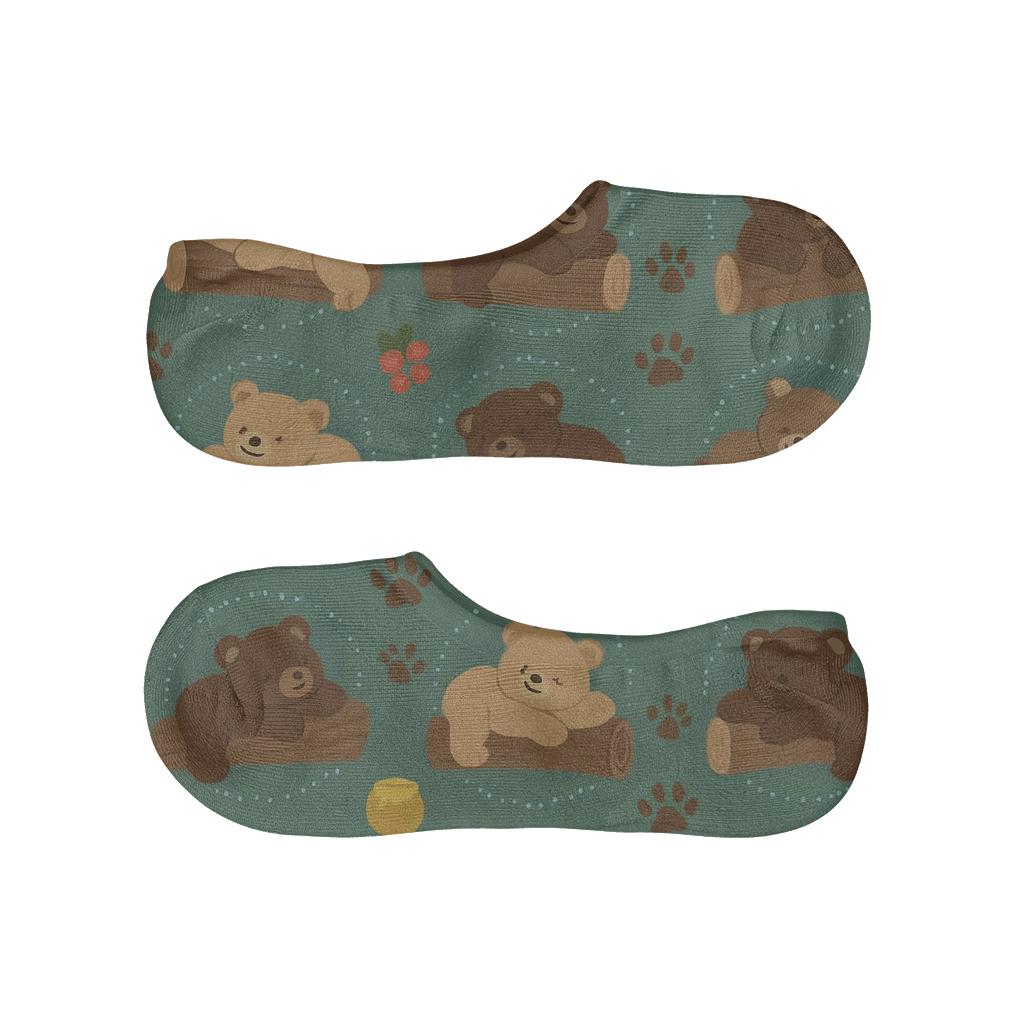 Starry Picnic With Bear Cubs Pattern personalized invisible socks