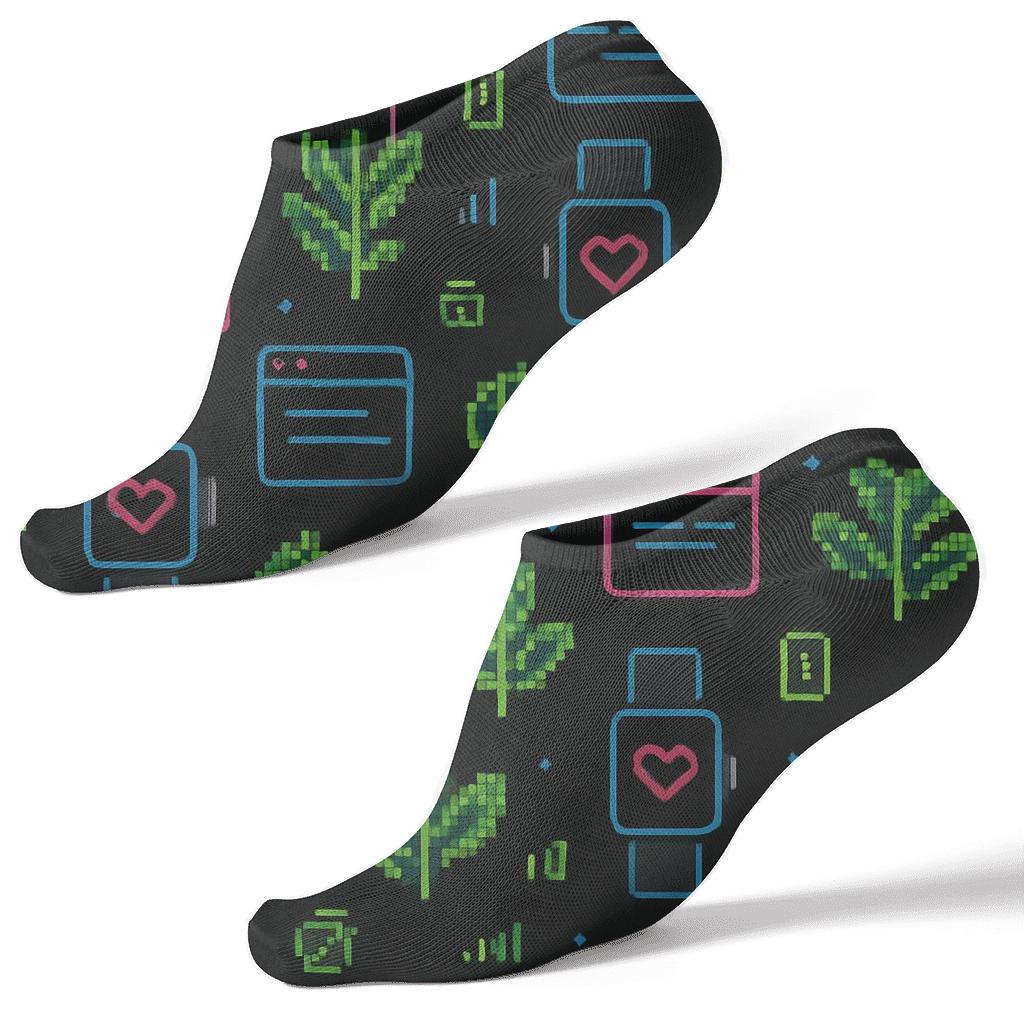 2025 Neon Interface Garden designer print ankle socks