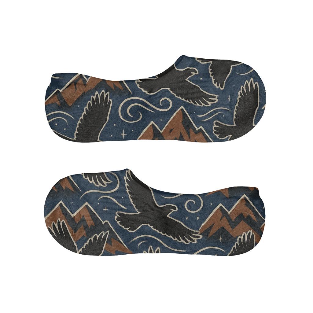 Mountain Thermals With Soaring Silhouette Eagle Motifs custom no-show socks