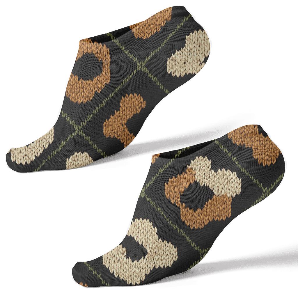 Cow Spot Lattice On Midnight Field designer print ankle socks