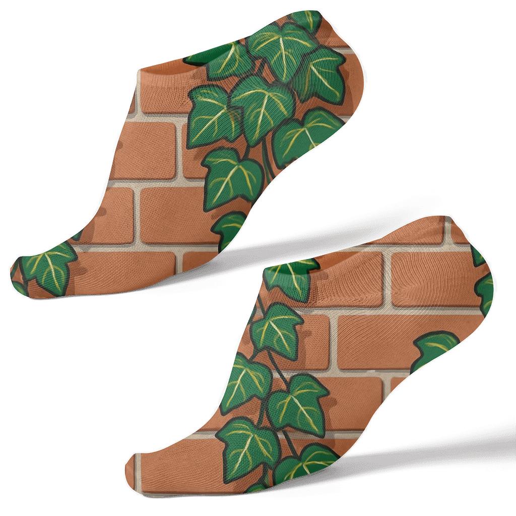 Emerald Ivy Brickwork Cascade custom ankle socks
