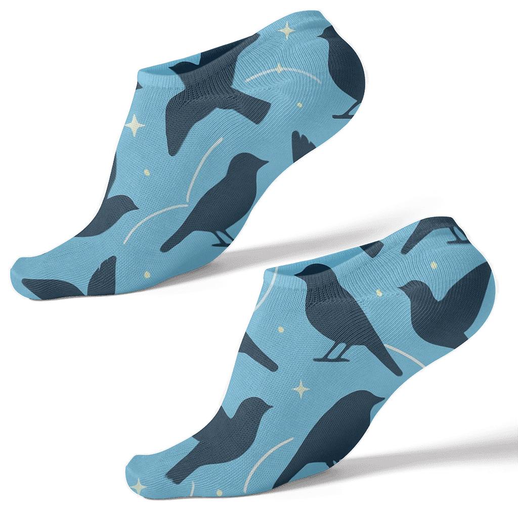 Celestial Grid With Bird Silhouettes trendy patterned ankle socks