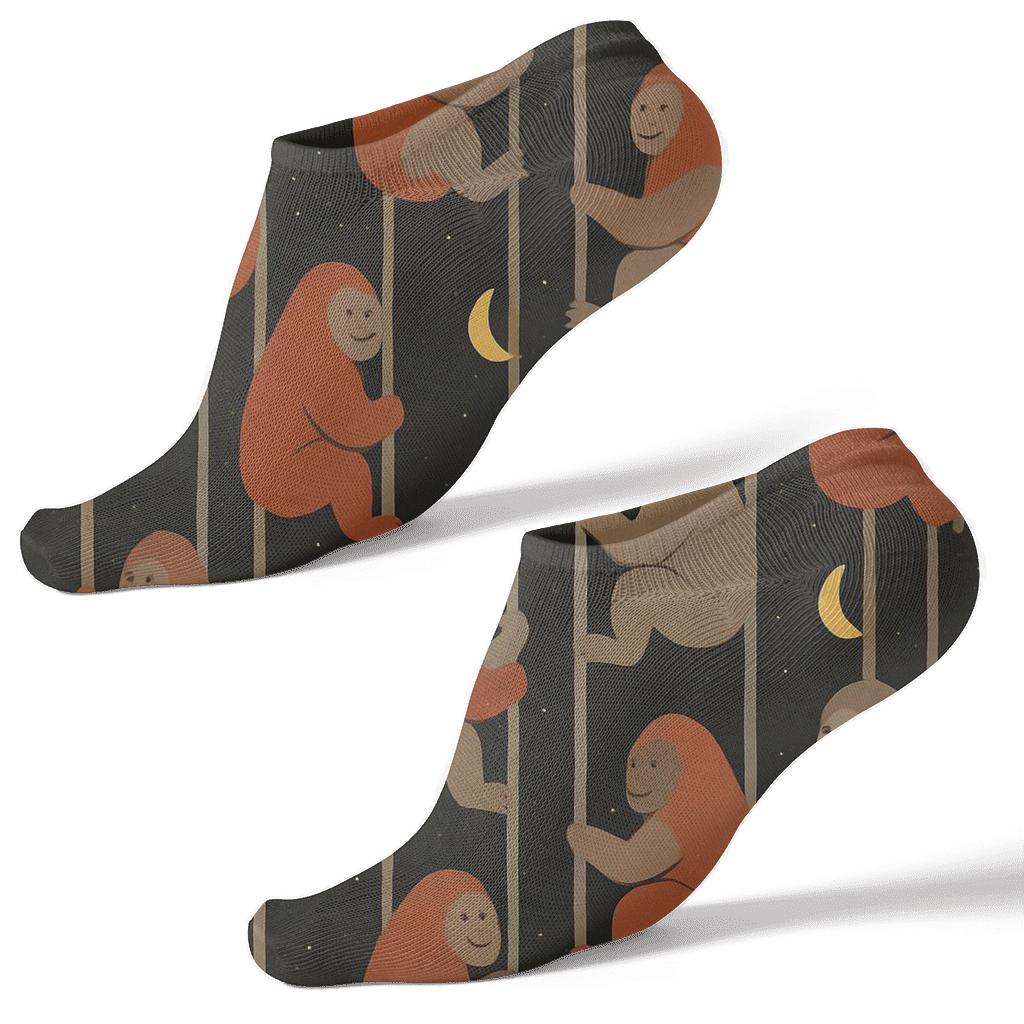 Starlit Vines With Ape Serenade designer print ankle socks