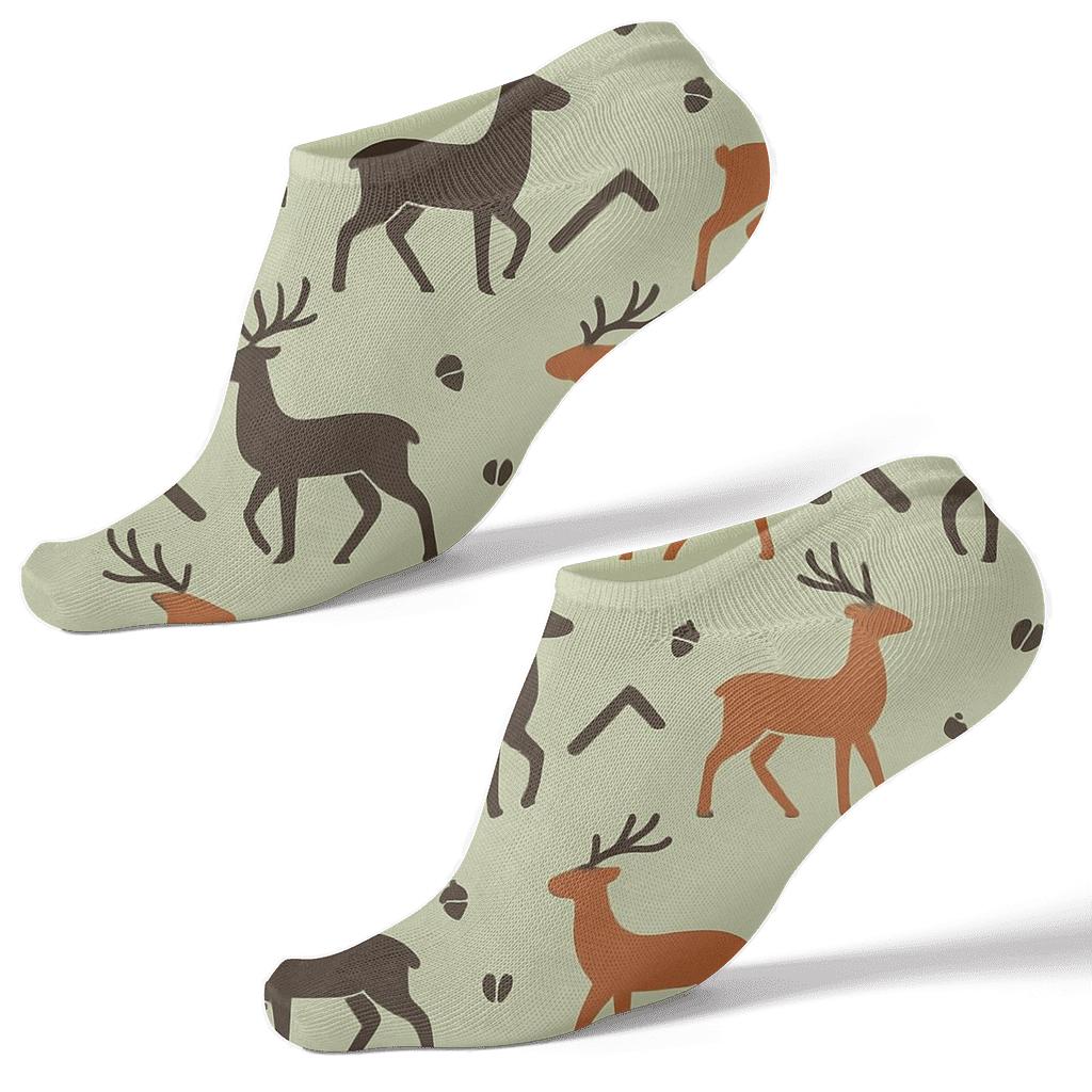 Deer Chevron Forest Path custom ankle socks