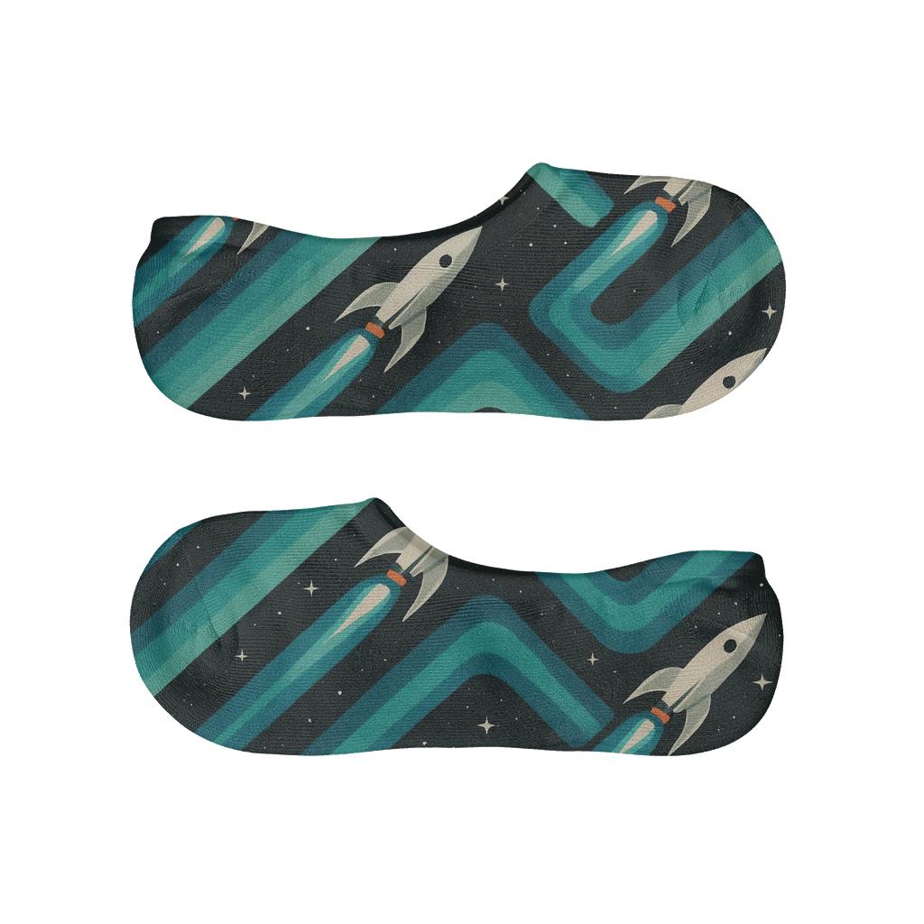 Ion Trail Rocket Chevron On Midnight Field personalized invisible socks