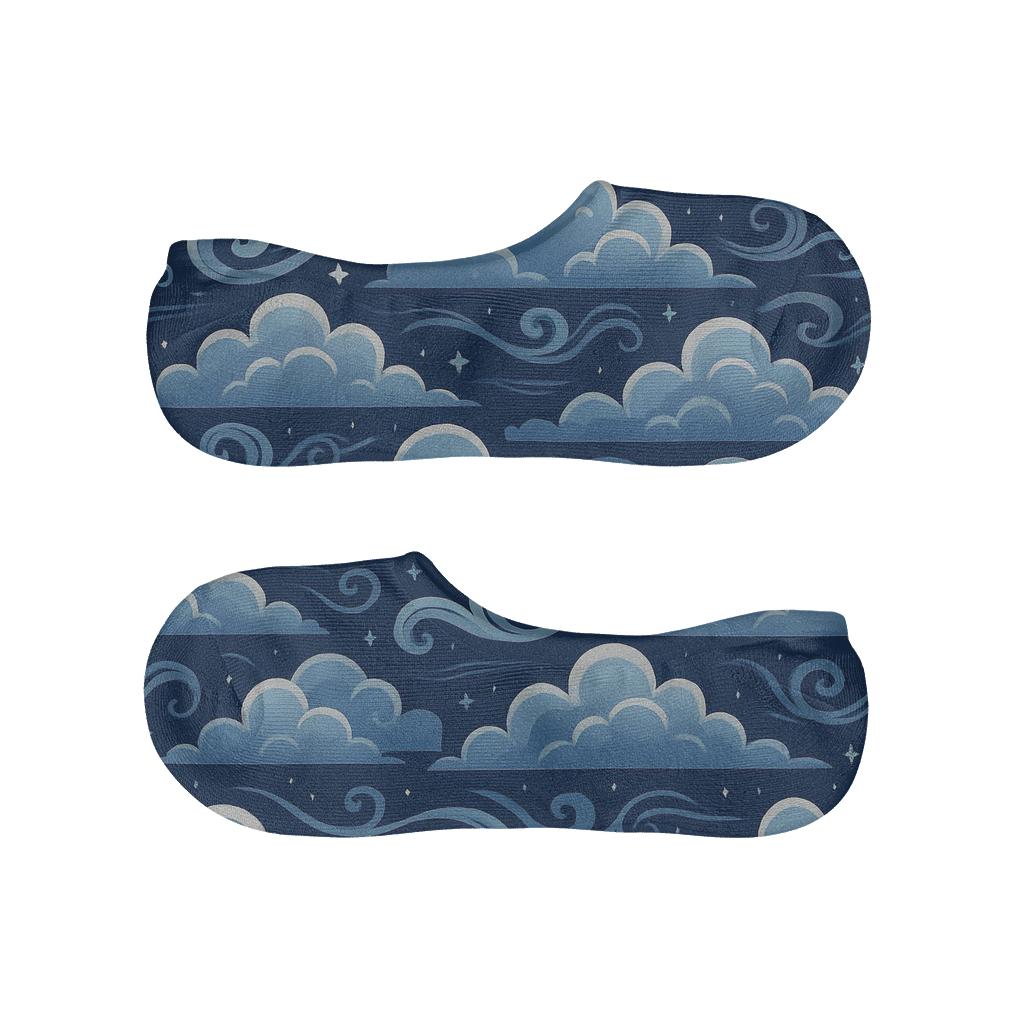 Clouds Mirage Over Indigo Sky Bands anti-slip no-show socks