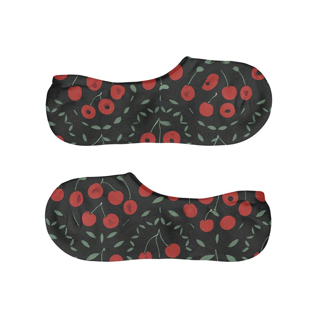 Orchard Rings Pattern With Cherry Orbits anti-slip no-show socks