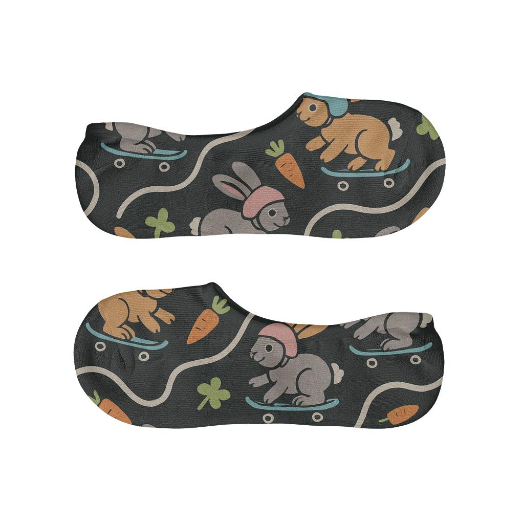 Skatepark Rabbit Repeat Pattern custom no-show socks