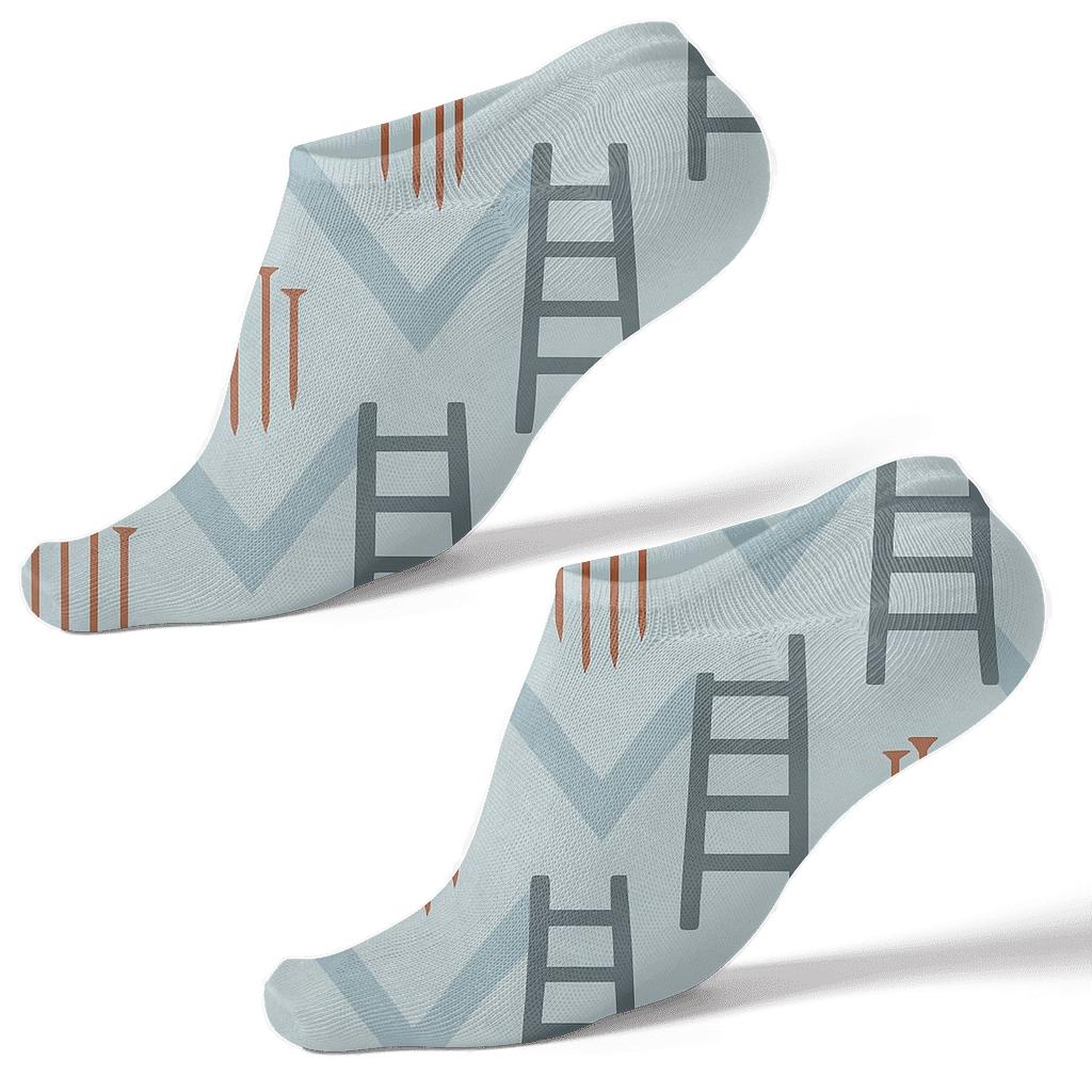 Roofer-Crafted Ladder Chevron Rooftop Field trendy patterned ankle socks